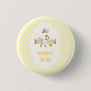 Schwangere Gingham Farm Küken Baby-Party Button