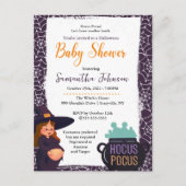 Schwangere Hexenmeister Halloween Baby Shower Cost Einladungspostkarte (Vorderseite)