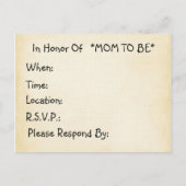 Schwangere Kinderdusche, beige Einladungspostkarte (Rückseite)