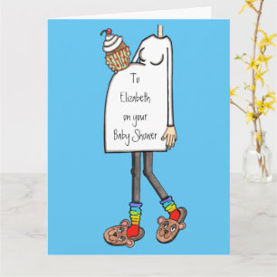 Schwangere Lady Light Skin Tone Baby Dusche Karte