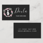 Schwangere Lady Silhouette Niedlich Floral Doula M Visitenkarte (Vorne/Hinten)