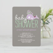 Schwangere Lilac Mommy Whale Girl Babydusche laden Einladung (Stehend Vorderseite)