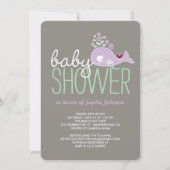 Schwangere Lilac Mommy Whale Girl Babydusche laden Einladung (Vorderseite)