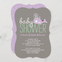 Schwangere Lilac Whale Twin Girls Baby Showeinladu