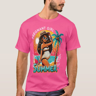 Schwangere Mädchen Sommer Afroamerikanische Schwan T-Shirt