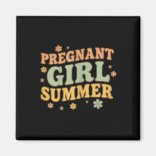Schwangere Mädchen Sommer lustige Babyankündigung Magnet