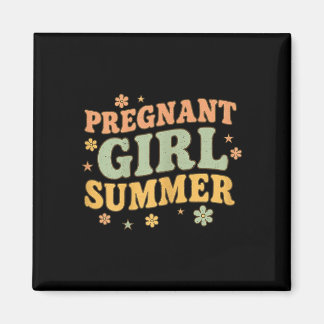 Schwangere Mädchen Sommer lustige Babyankündigung  Magnet