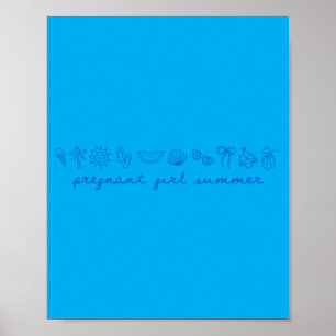 Schwangere Mädchen Sommer Lustige Babyankündigung Poster