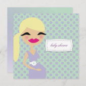 schwangere Mama 311-Sweet mit Blumen - Blondine Einladung (Vorne/Hinten)