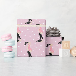 Schwangere Mama auf Polka-Punkten Geschenkpapier