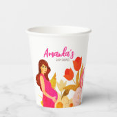 Schwangere Mama Babydusche Pappbecher (Rückseite)