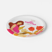 Schwangere Mama Babydusche Pappteller (Schrägansicht)