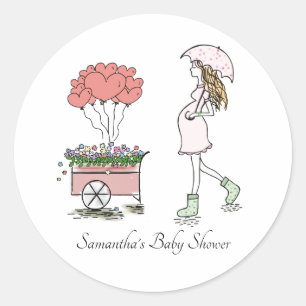 Schwangere Mama Babydusche Runder Aufkleber
