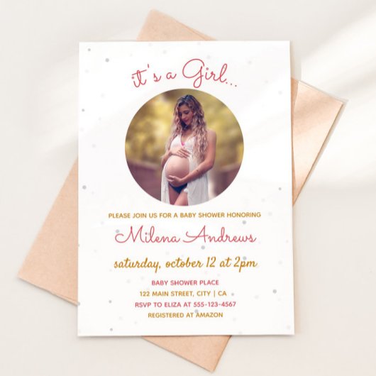 Schwangere Mama Foto Rundrahmen Kinderdusche Einladung