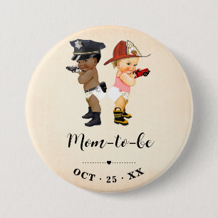 Schwangere Mama kleiner Rekrut Babyparty Button