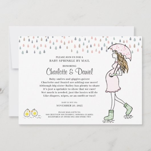 Schwangere Mama unter dem Dach Baby Sprinkle per P Einladung (Vorderseite)