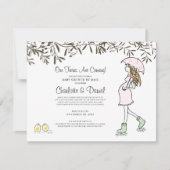 Schwangere Mama unter einer Schirmdusche Einladung (Vorderseite)