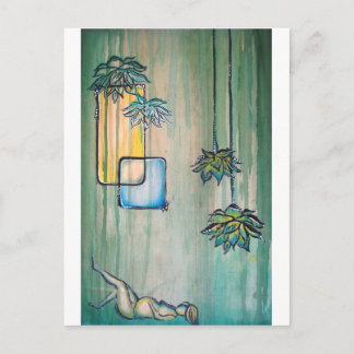 Schwangere mit Lotus-Blume Ankündigungspostkarte