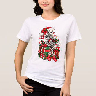 Schwangere Mutter Ankündigung Skelett Weihnachten Tri-Blend Shirt