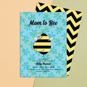 Schwangere Mutter Biene Teal Floral Babyparty Einladung