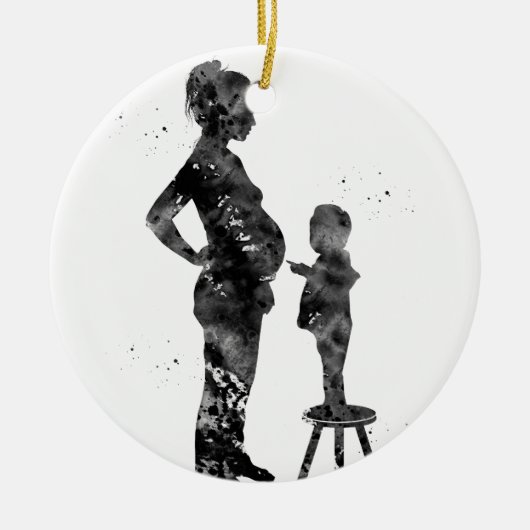Schwangere Mutter mit Sohn Keramik Ornament (Vorne)