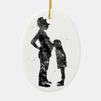 Schwangere Mutter mit Tochter Keramik Ornament