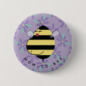 Schwangere Mutter-to-Bee Lila Blumen Button (Vorderseite)