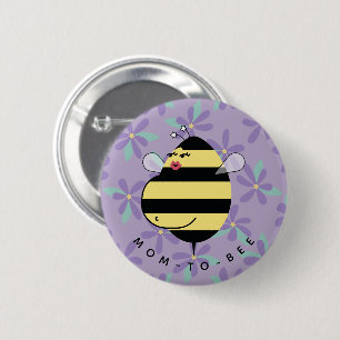 Schwangere Mutter-to-Bee Lila Blumen Button