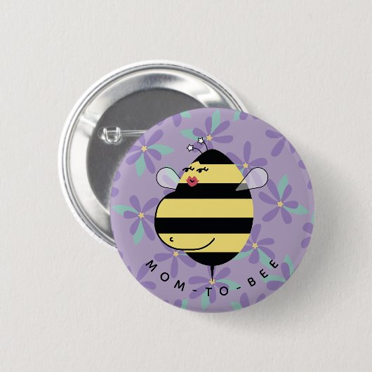 Schwangere Mutter-to-Bee Lila Blumen Button (Vorne & Hinten)