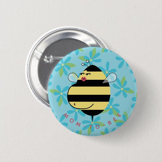Schwangere Mutter-to-Bee Türkisblaue Floral Button (Vorne & Hinten)
