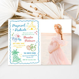 Schwangere & Poolseite Pool Sommer Baby Shower Fot Einladung