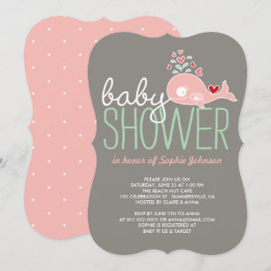 Schwangere rosa Mutter-Wal Süße Mädchen-Baby-Party Einladung