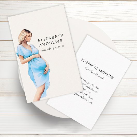 Schwangere, schlicht-moderne Aquarell Visitenkarte