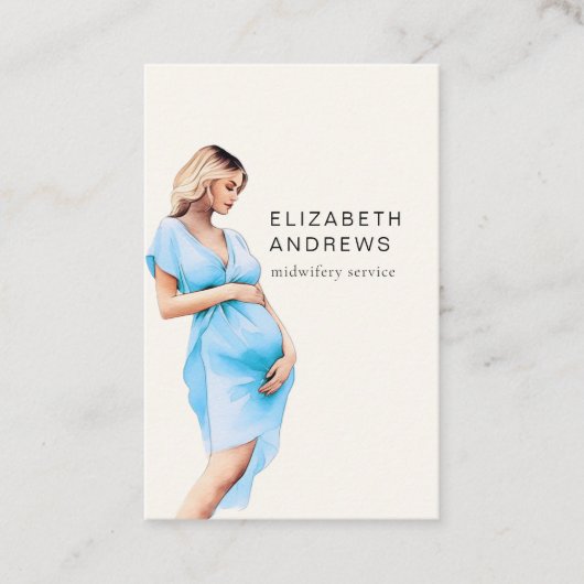 Schwangere, schlicht-moderne Aquarell Visitenkarte (Vorderseite)