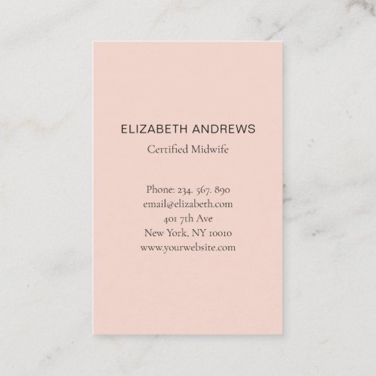 Schwangere, schlicht-moderne Visitenkarte (Rückseite)