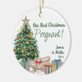 Schwangere Sonogram Foto Weihnachtsbaum und Krippe Keramik Ornament (Links)