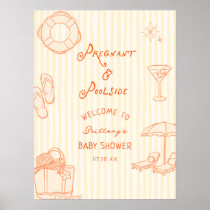 Schwangere und Poolparty-Baby-Shower-Willkommens-D Poster