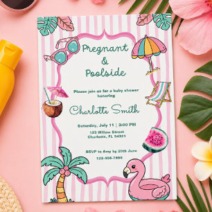 Schwangere und Poolparty-Tropische Babyparty Einladung