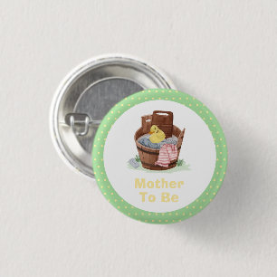 Schwangere Waschbärchen-Entchen-Baby-Party Button