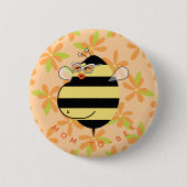 Schwangere werdende Mutter mit Brille Orange flora Button (Vorderseite)