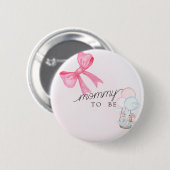 Schwangeren-Button mit rosa Schleife für Baby-Part Button (Vorne & Hinten)