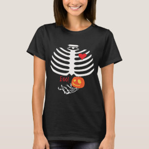Schwangerer Skeleton Boo-Halloween-T - Shirt