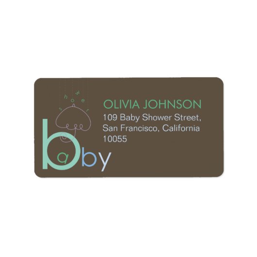 Schwangerin mit Baby Blue Typografy Dusche Adresse Adressaufkleber (Vorne)