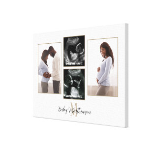 Schwangerschaft 4 Foto Collage Monogramm Leinwanddruck