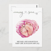 Schwangerschaft Ankündigung Aquarell Baby Säugling Postkarte (Vorne/Hinten)
