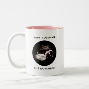 Schwangerschaft Ankündigung Baby Girl Sonogram Fot Zweifarbige Tasse