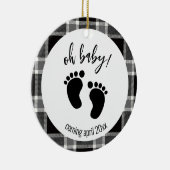 Schwangerschaft Ankündigung Black Tartan Weihnacht Keramik Ornament (Rechts)