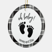 Schwangerschaft Ankündigung Black Tartan Weihnacht Keramik Ornament (Links)