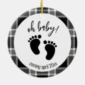 Schwangerschaft Ankündigung Black Tartan Weihnacht Keramik Ornament (Hinten)