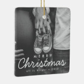 Schwangerschaft Ankündigung Foto Weihnachten Keramikornament (Rechts)